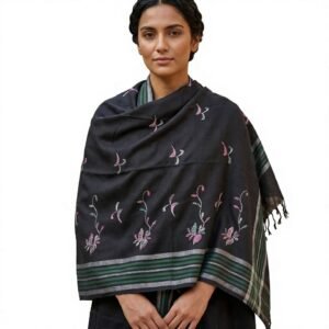 Bird and Vine Embroidered Viscose Shawl
