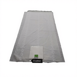 Swiss Voile Shawl – Floral Eyelet with Scalloped Edge, Cotton Ground