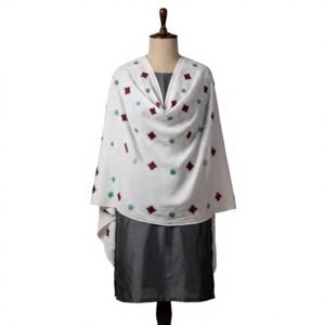 Swiss Voile Shawl – Multicolour Floral with Diamond Lattice
