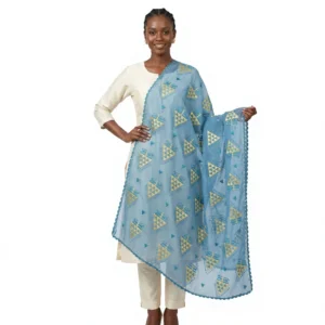 Chiffon Shawl – Fringed Pendant with Scalloped Edge