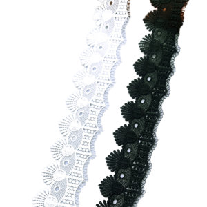 Water Soluble Floral Lace Trim 5cm – Black and White