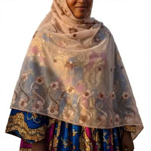 Chiffon Shawl – Floral with Stone Work, African Daily Wear