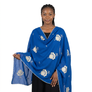 Swiss Voile Shawl – Floral on Cotton Ground