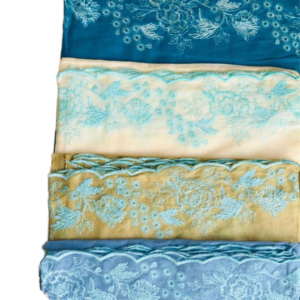 Swiss Voile Shawl – Floral with Scalloped Border, Square