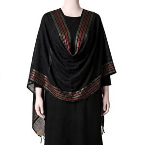 Woven Stripe Border Tassel Shawl
