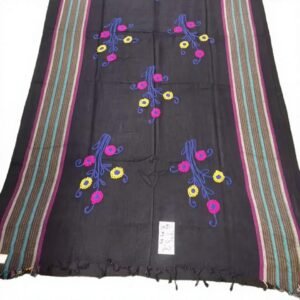 Floral Vine Embroidered Stripe Border Wrap