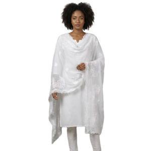 Swiss Voile Shawl – Floral Paisley with Scalloped Edge