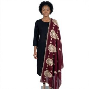 Swiss Voile Shawl – Paisley Border with Openwork Centre
