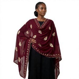 Swiss Voile Shawl – Leaf with Scallop Edge