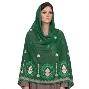 Chiffon Shawl – Floral Border with Scalloped Edge, Summer