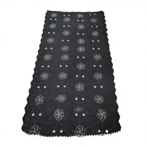 Chiffon Shawl – Flower with Gold Fan Border