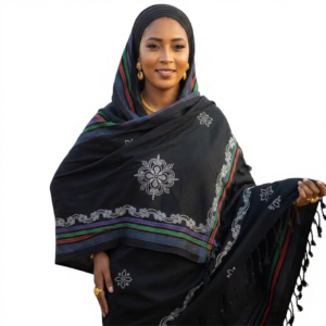 Black Rhinestone Floral Vine Viscose Shawl