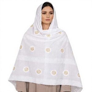 Swiss Voile Shawl – Sunflower with Eyelet Panel