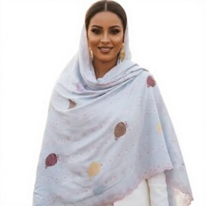 Swiss Voile Shawl – Floral Leaf Cutwork