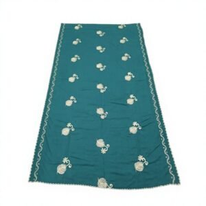 Swiss Voile Shawl – Floral Vine with Scalloped Edge