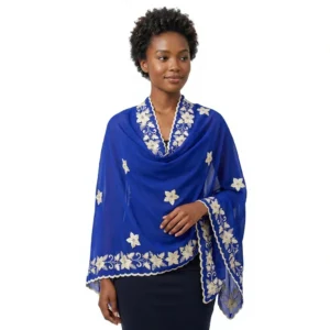 Chiffon Shawl – Floral with Stone Work, Voile Blend Ground
