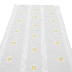Swiss Voile Shawl – Sunflower with Eyelet Panel, Stone Work