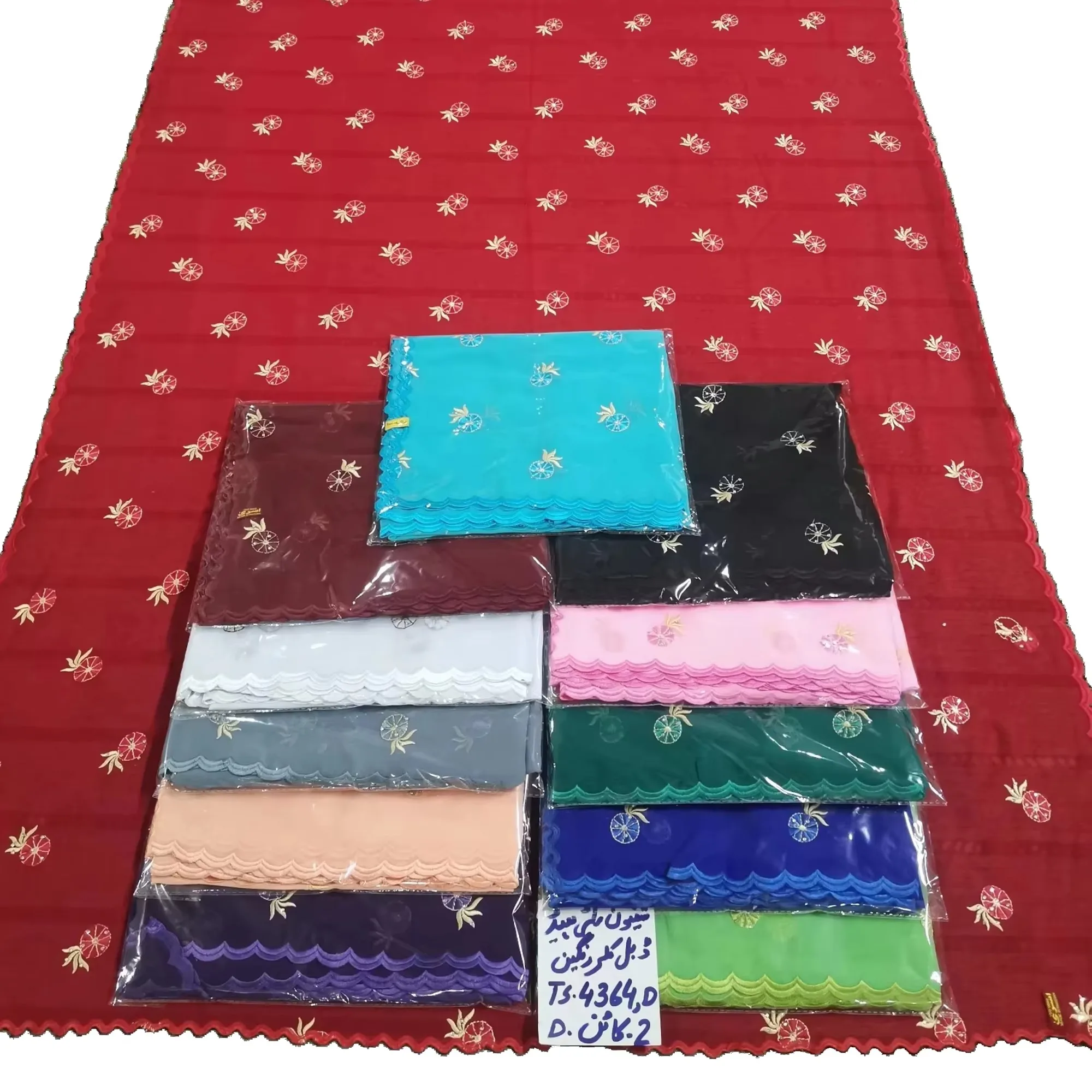 Chiffon Shawl – Geometric with Scalloped Edge, Bulk Scarf (view 4)