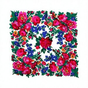 Acrylic Floral Rose Border Square Shawl