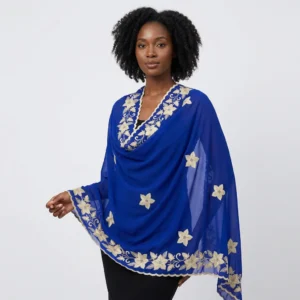 Chiffon Shawl – Floral with Stone Work, Soft Finish