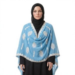 Swiss Voile Shawl – Leaf with Triangular Scalloped Border