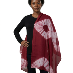 Maroon Shibori Diamond Pattern Shawl