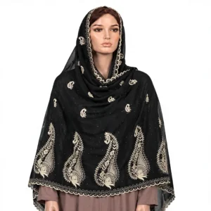 Chiffon Shawl – Floral with Scalloped Edge, Formal