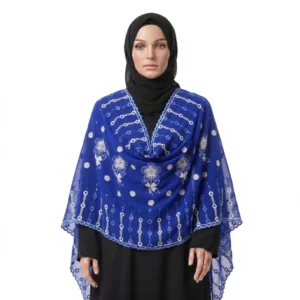 Chiffon Shawl – Floral Butterfly with Stone Chain