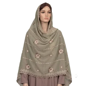 Chiffon Shawl – Rose Medallion with Diamond Border