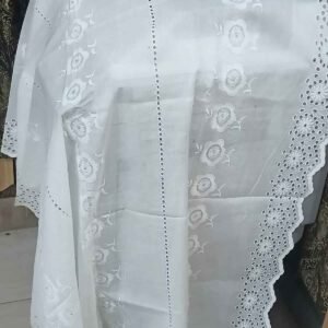 Organic Combed Cotton Voile Fabric 120 GSM – Eyelet Floral Embroidered