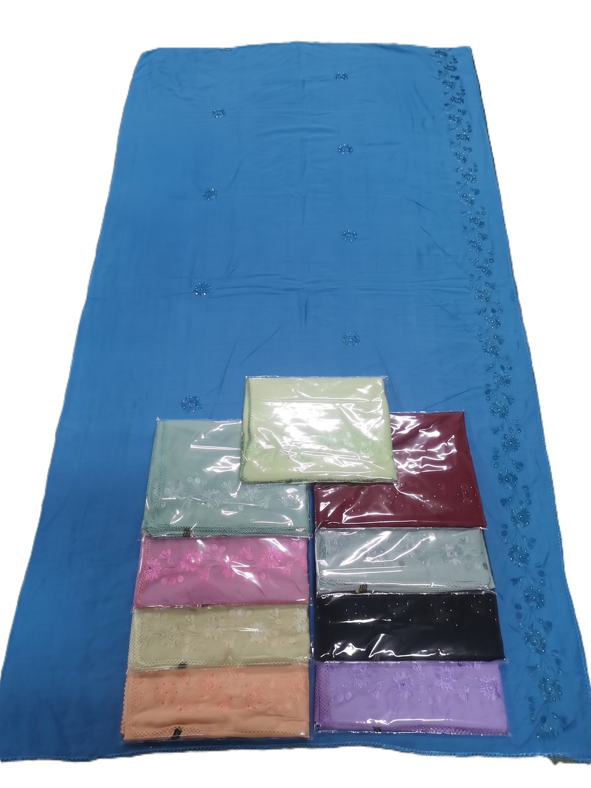 Swiss Voile Shawl – Floral Embroidered, Poly Cotton (view 4)