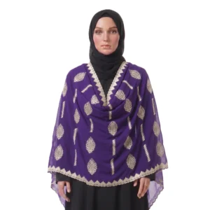 Chiffon Shawl – Oval Leaf with Zigzag Border