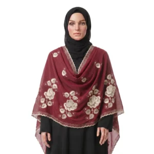 Chiffon Shawl – Star Crystal with Scroll Vine Border
