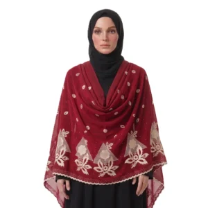Chiffon Shawl – Floral with Triangle Border