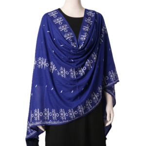 Swiss Voile Shawl – Floral Eyelet with Scalloped Edge