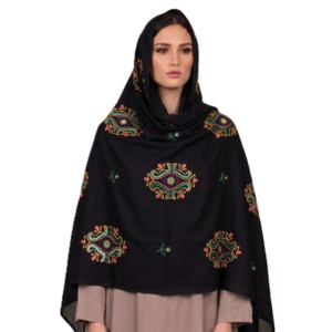 Black Geometric Pashmina Shawl