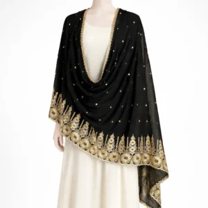 Chiffon Shawl – Floral with Stone Work, Middle Eastern Detail
