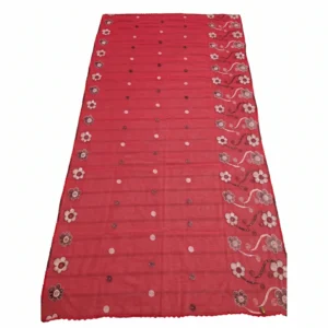 Chiffon Shawl – Sequin Column with Floral Vine Border