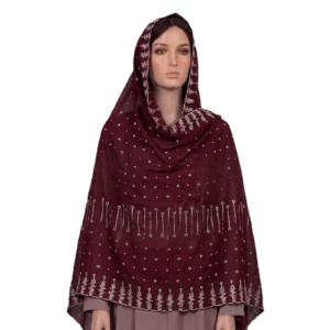 Swiss Voile Shawl – Eyelet Column with Scalloped Border