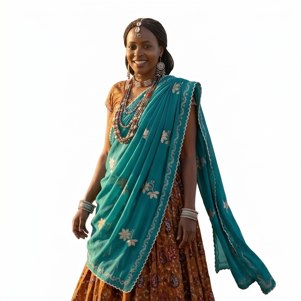 Swiss Voile Shawl – Floral with Scroll Border (view 5)