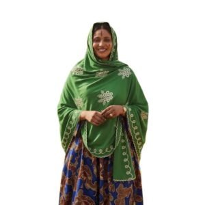 Swiss Voile Shawl – Floral with Scallop Border