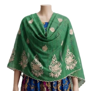 Chiffon Shawl – Sheer Floral with Scalloped Edge