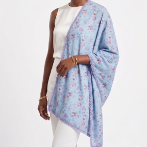 Leaf Print Cotton Lace Shawl