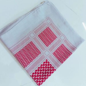 Red and White Polyester Keffiyeh Shemagh