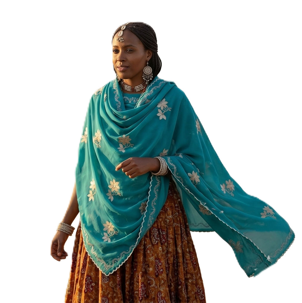 Swiss Voile Shawl – Floral with Scroll Border (view 4)