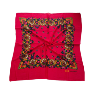 Floral Border Screen-Printed Square Scarf, 125 cm