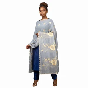 Chiffon Shawl – Floral with Scalloped Edge, Modest Hijab Wrap