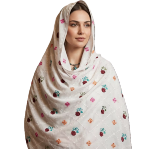 Swiss Voile Shawl – Diamond Lattice Rose Floral