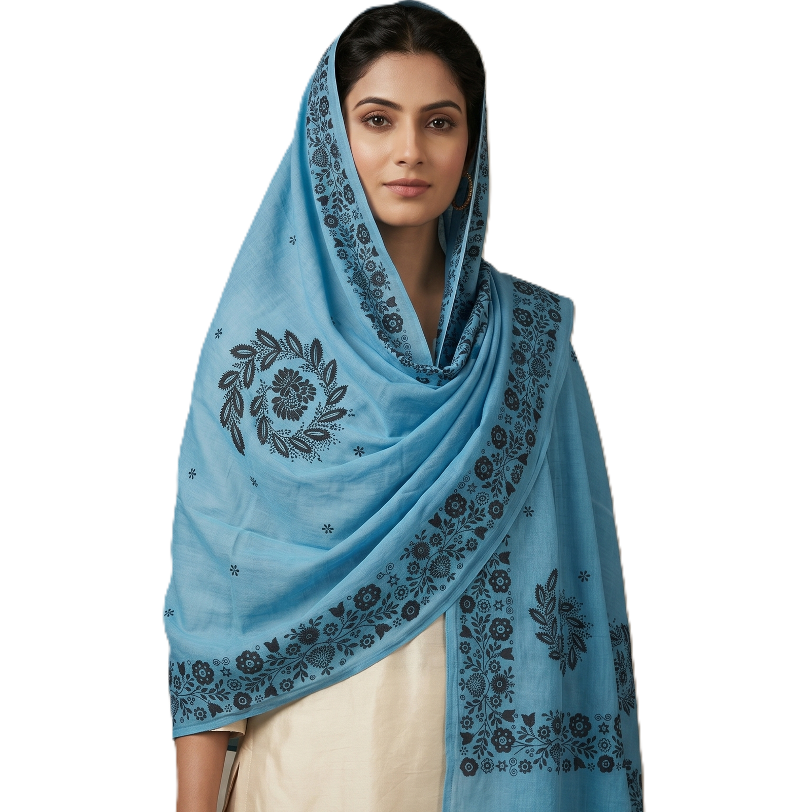 Floral Lace Print Viscose Shawl (view 2)
