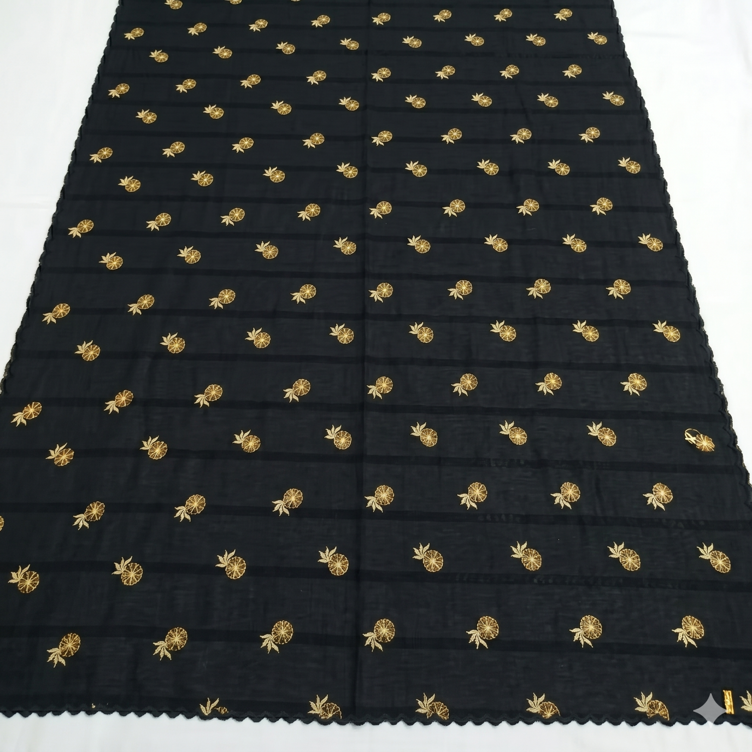 Chiffon Shawl – Black Pineapple Pattern (view 2)